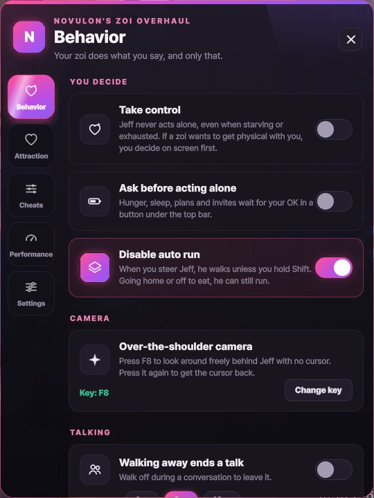 Behavior tab